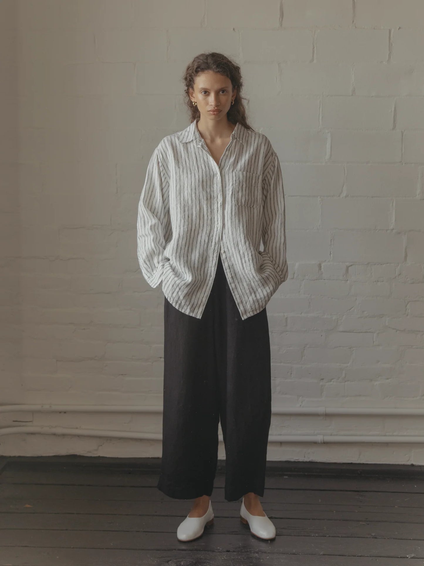 Britta Shirt - Linen Vintage Stripe