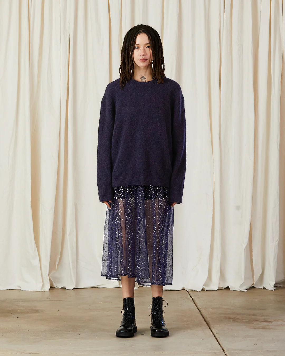 Oversized Mohair Pullover - Grape