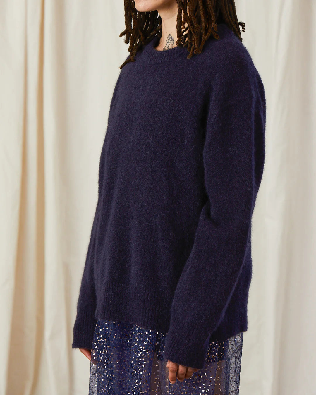 Oversized Mohair Pullover - Grape