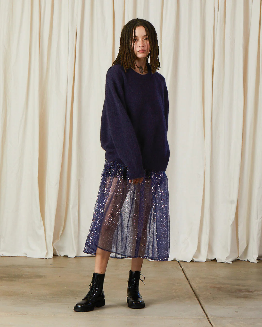 Oversized Mohair Pullover - Grape