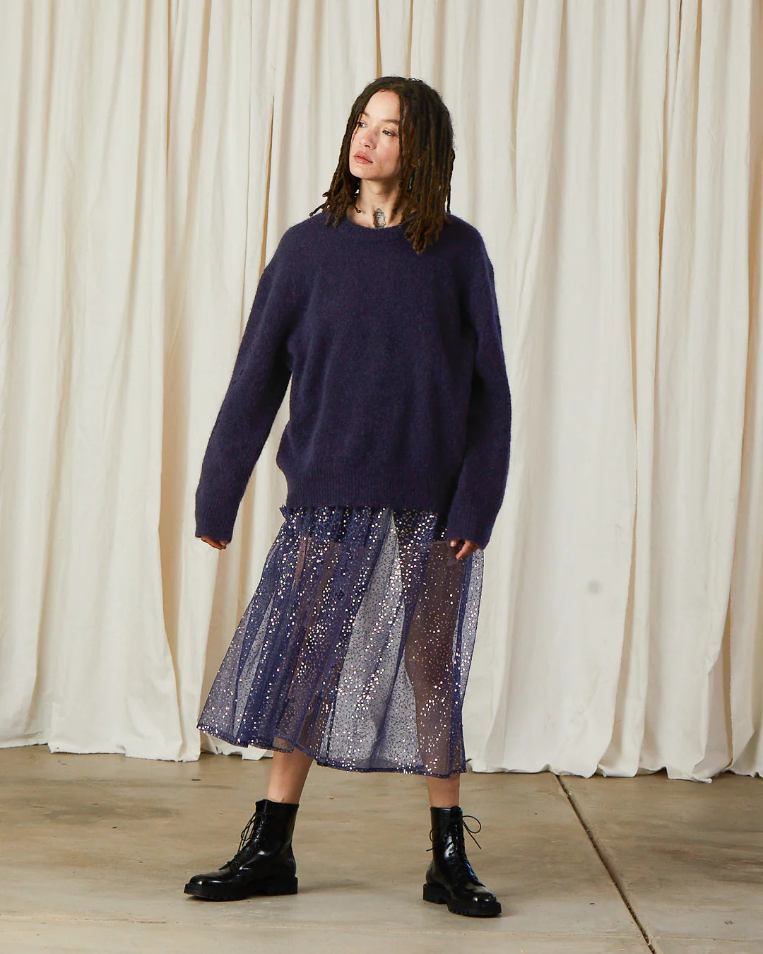 Oversized Mohair Pullover - Grape