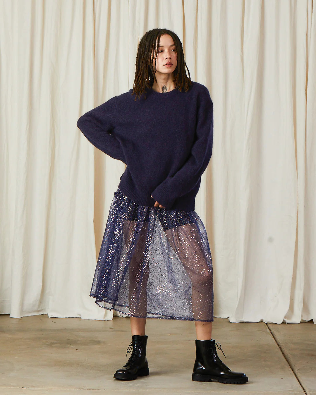 Oversized Mohair Pullover - Grape