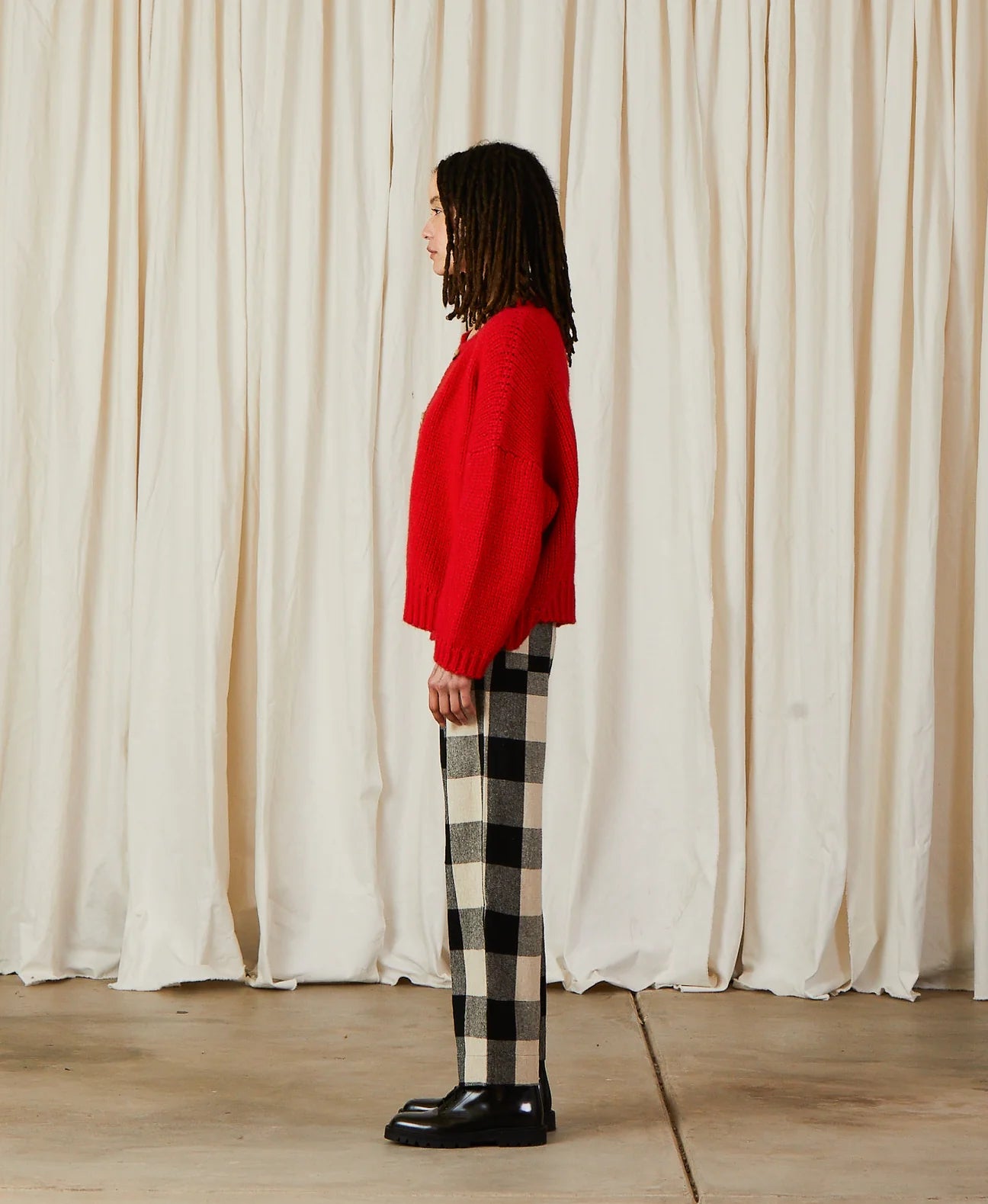 Merino Crew Neck Cardigan - Poppy