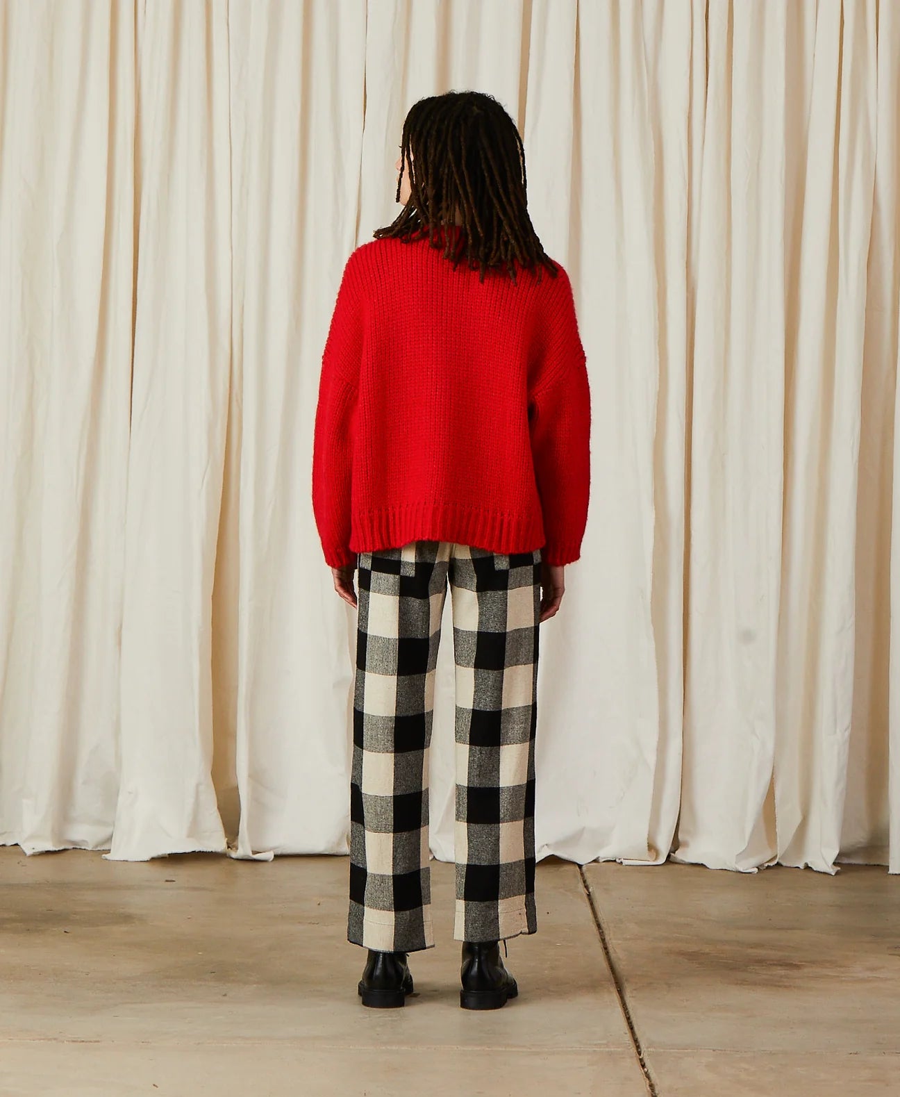 Merino Crew Neck Cardigan - Poppy