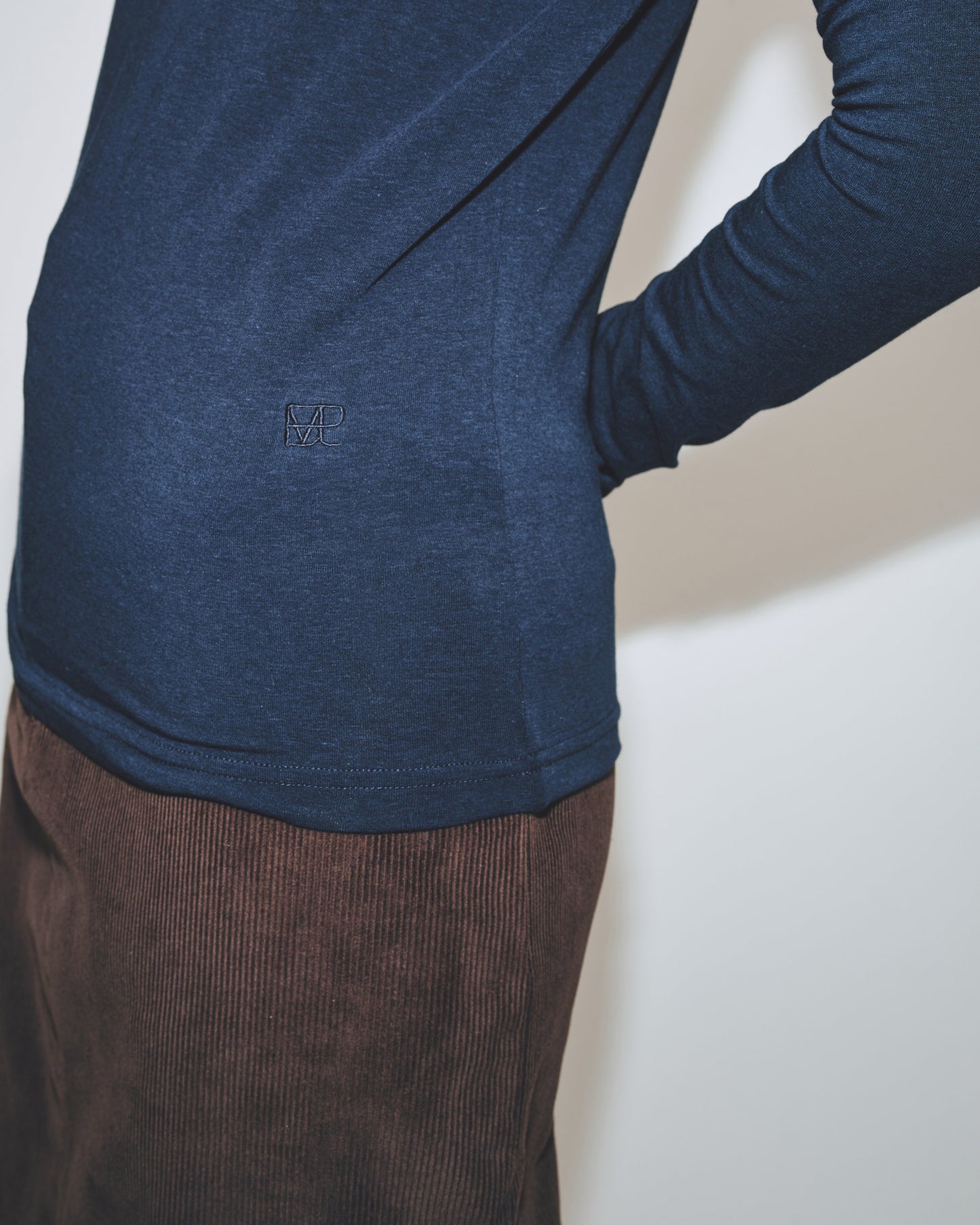 Roll Neck Jersey Top - Navy