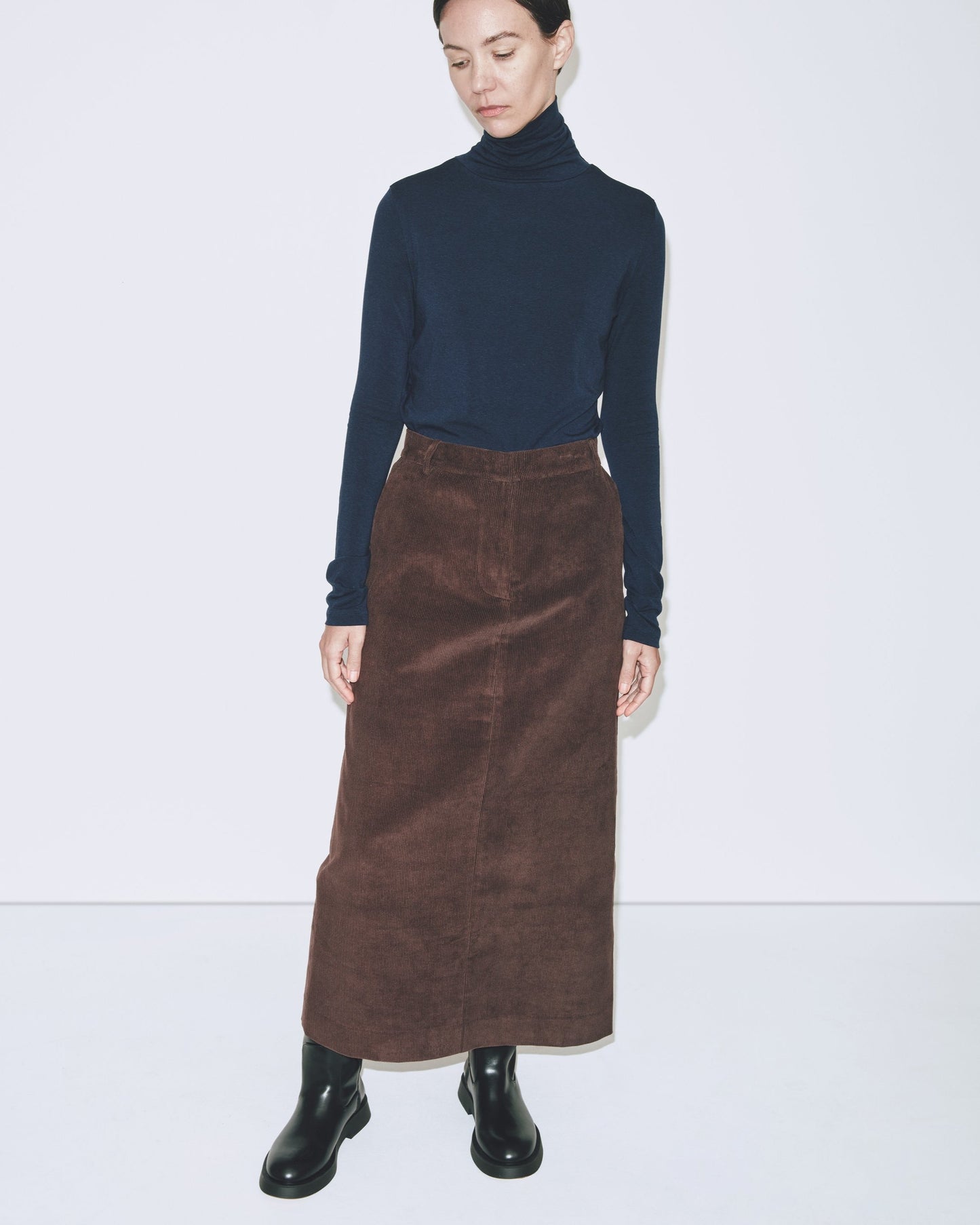 Roll Neck Jersey Top - Navy