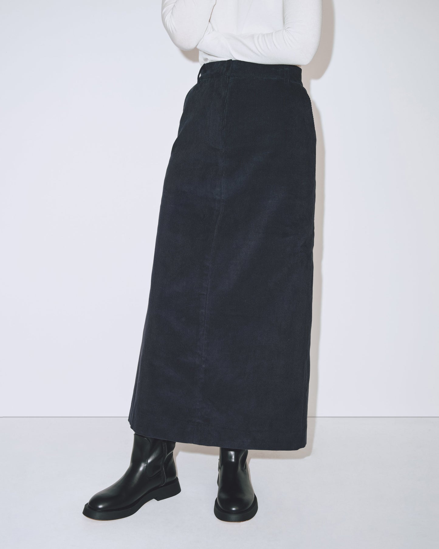 Corduroy Midi Skirt - Navy