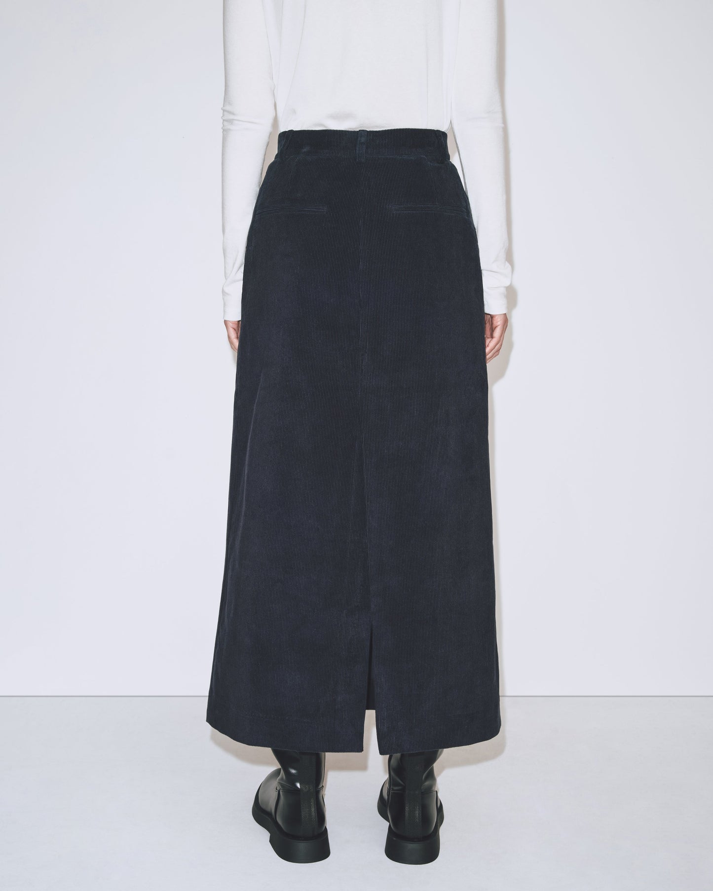 Corduroy Midi Skirt - Navy