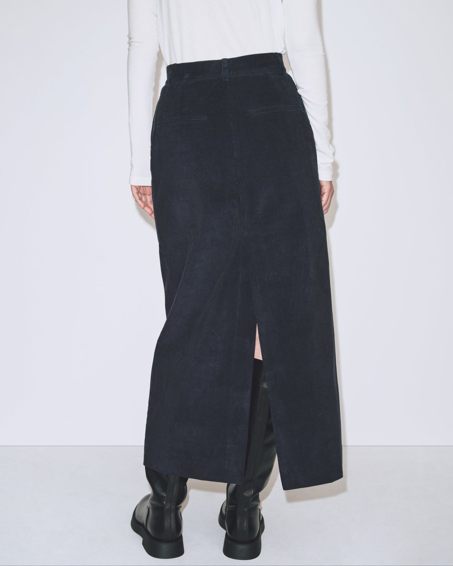 Corduroy Midi Skirt - Navy