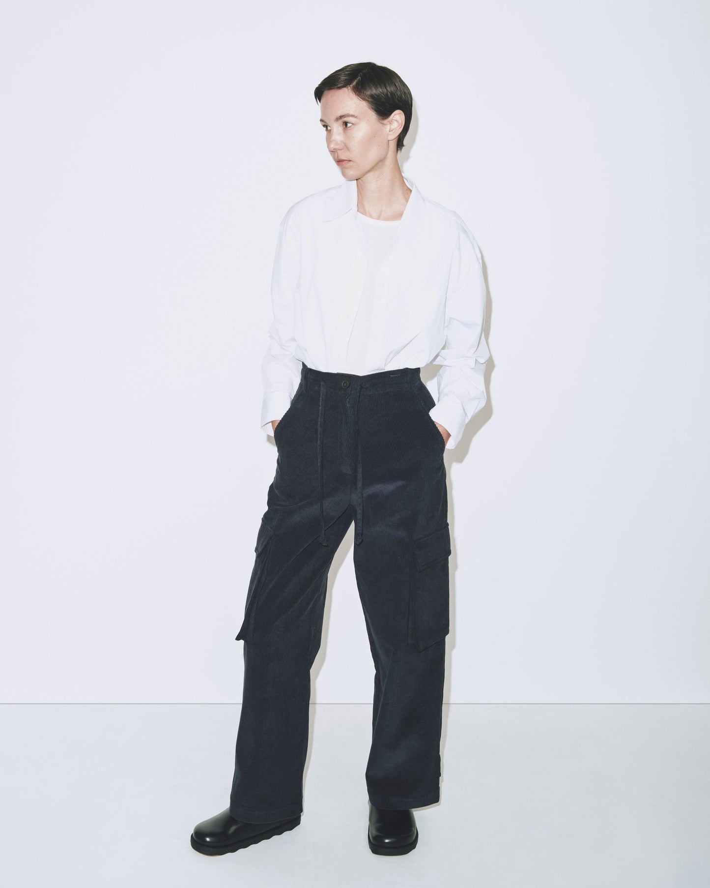 Corduroy Cargo Pants - Navy