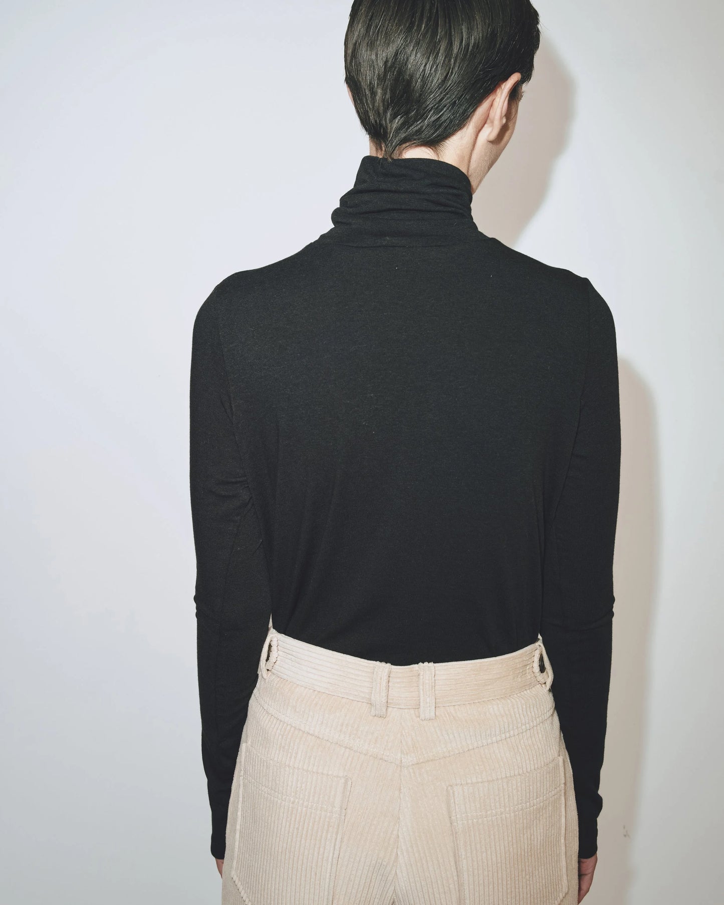 Roll Neck Jersey Top - Black