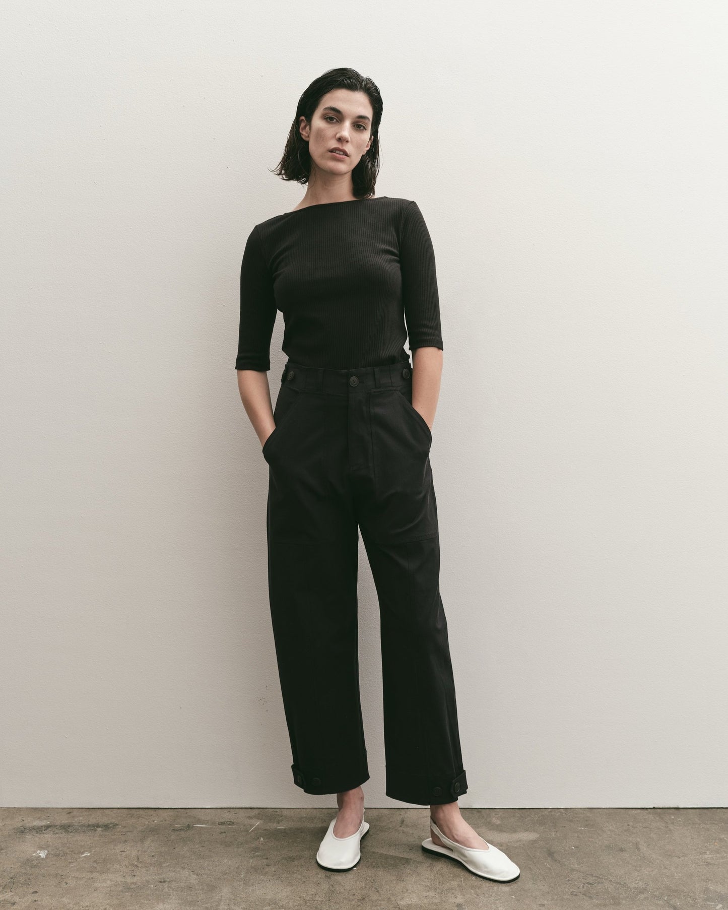 Cropped Workwear Pants - Navy