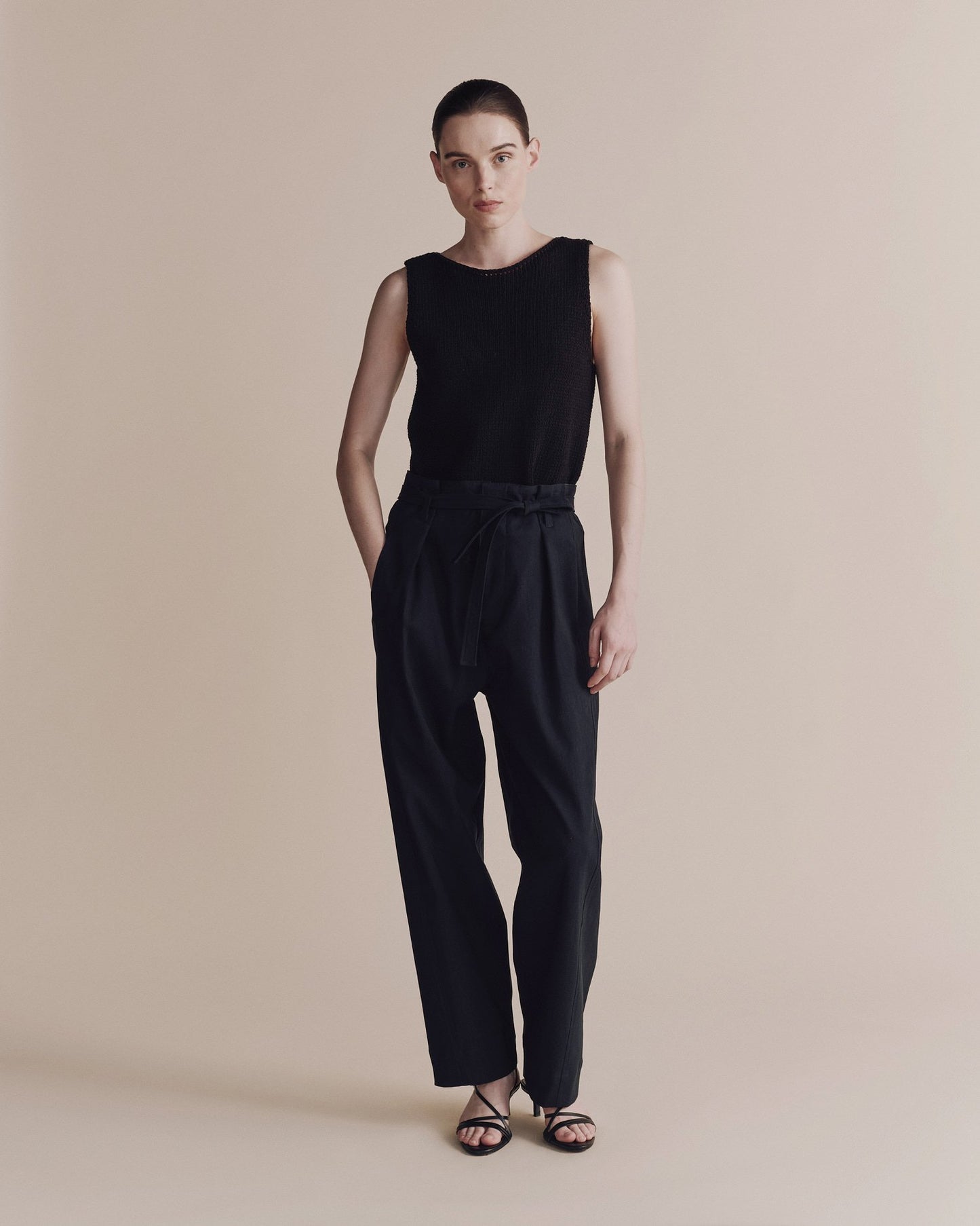 Boat Neck Knit Tank - Black