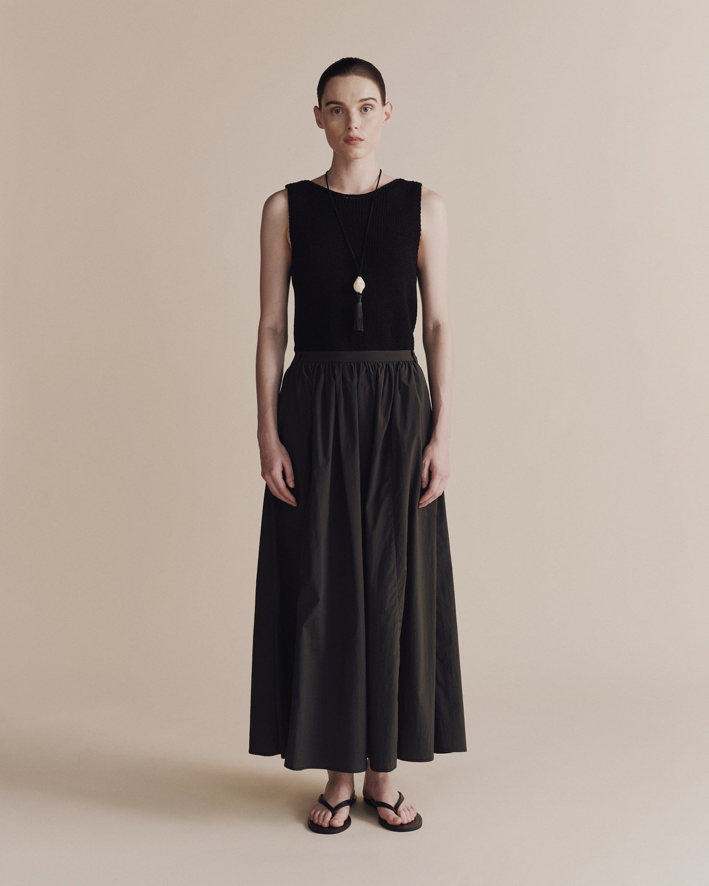 Boat Neck Knit Tank - Black
