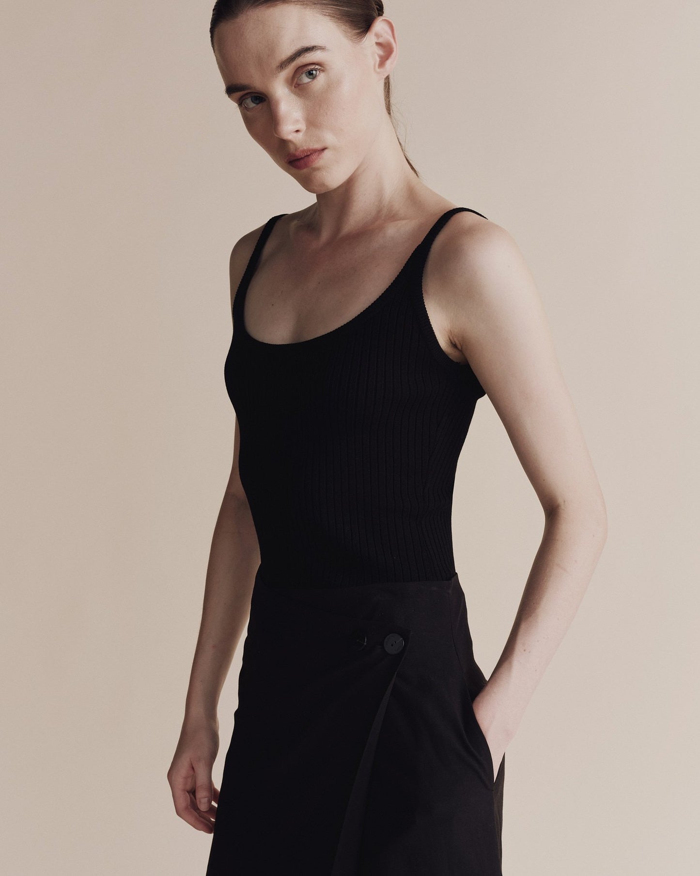 Ribbed Knit Tank - Black