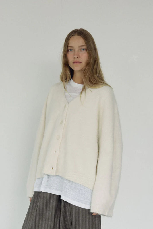 The V-Neck Cardi - Milk