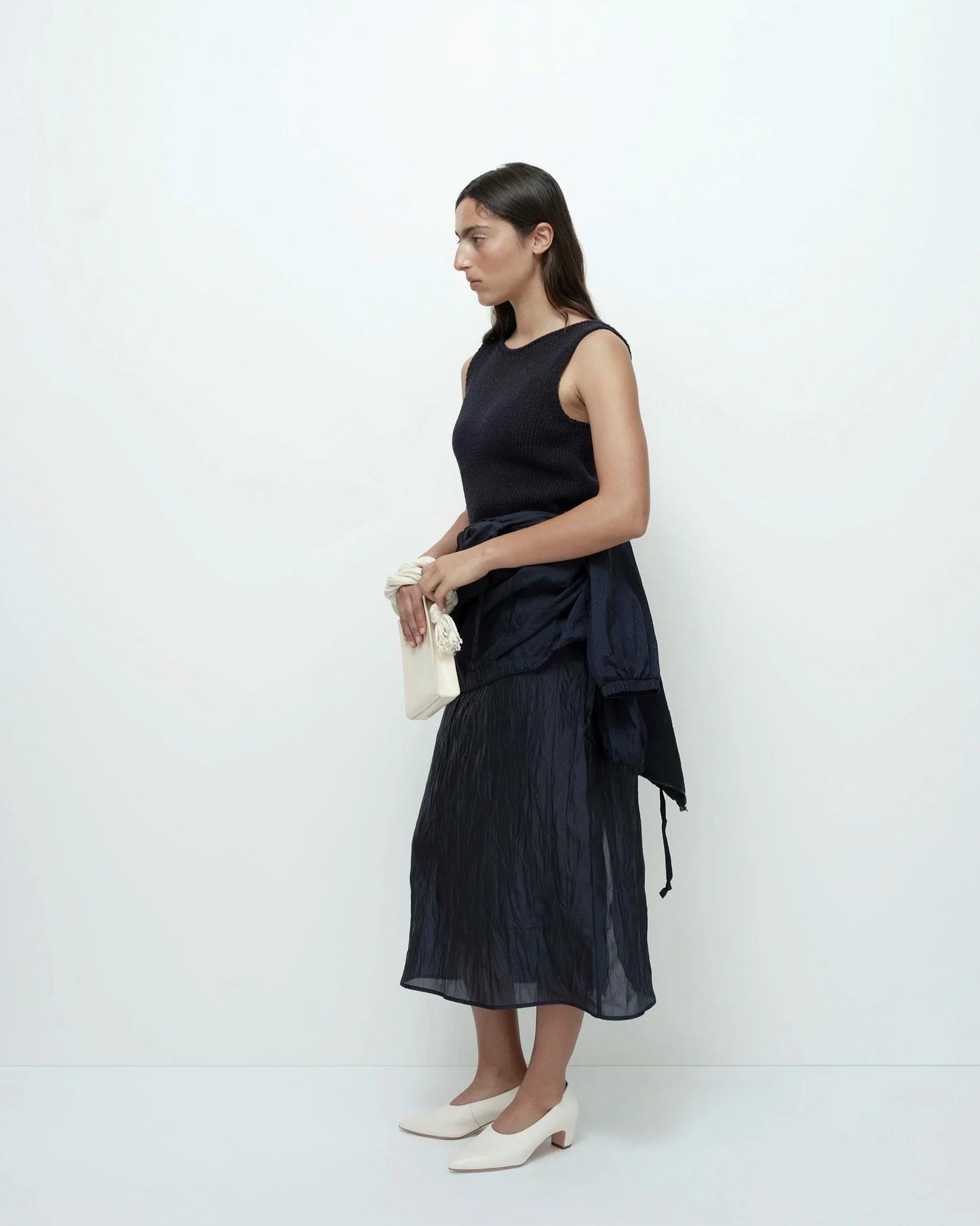 Boat Neck Knit Tank - Navy