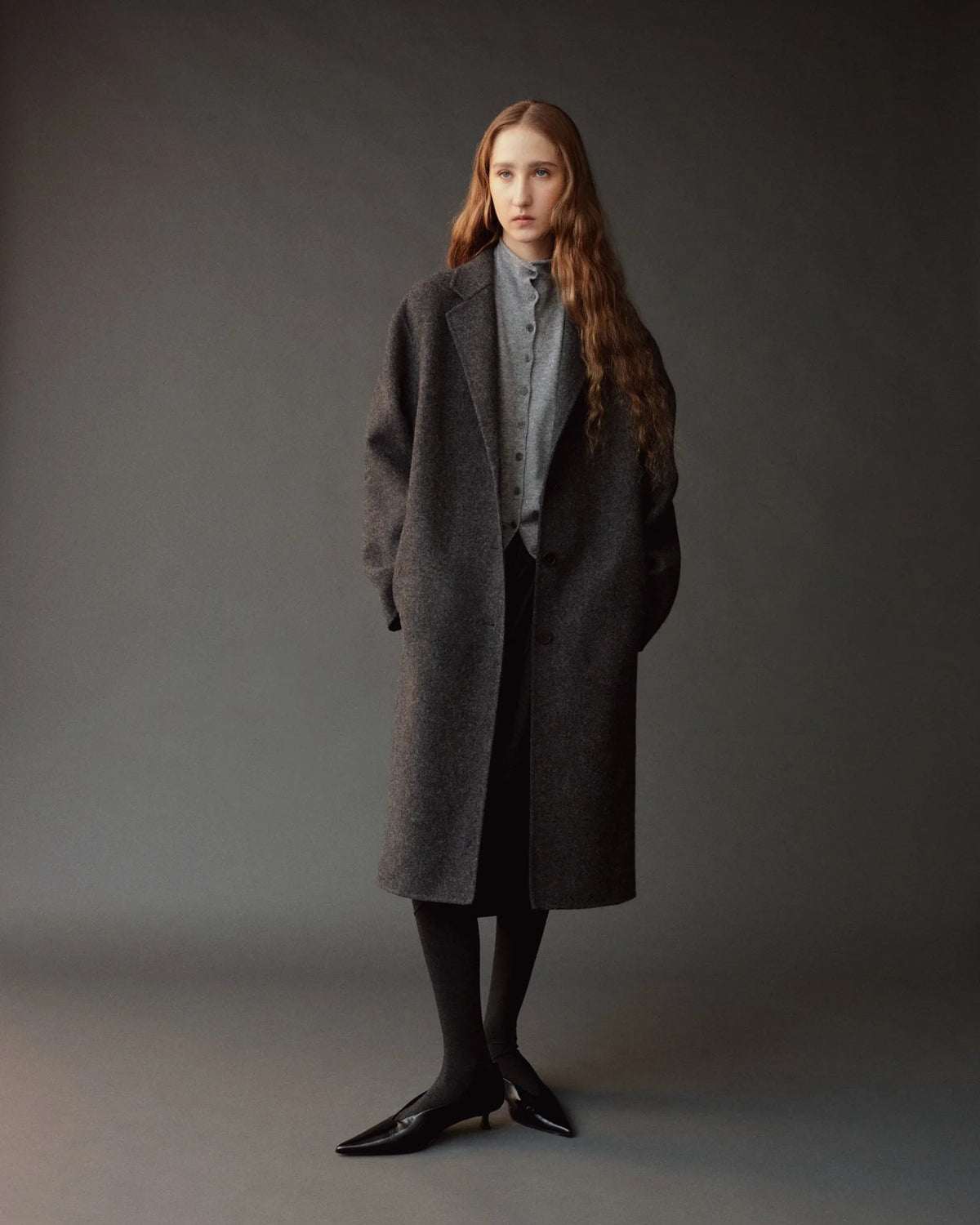Mock Neck Cardigan - Gray