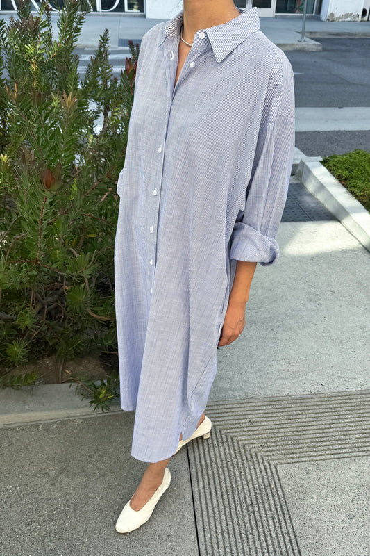 Artist Long Shirt - Blue Pinstripe