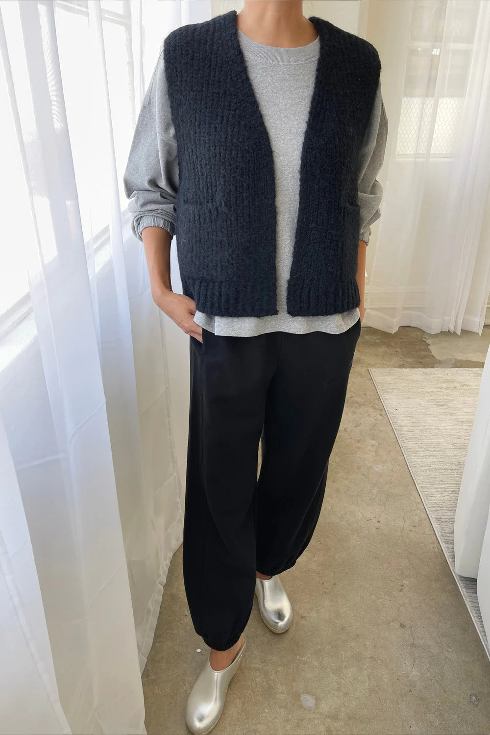 French Terry Balloon Pants - Black