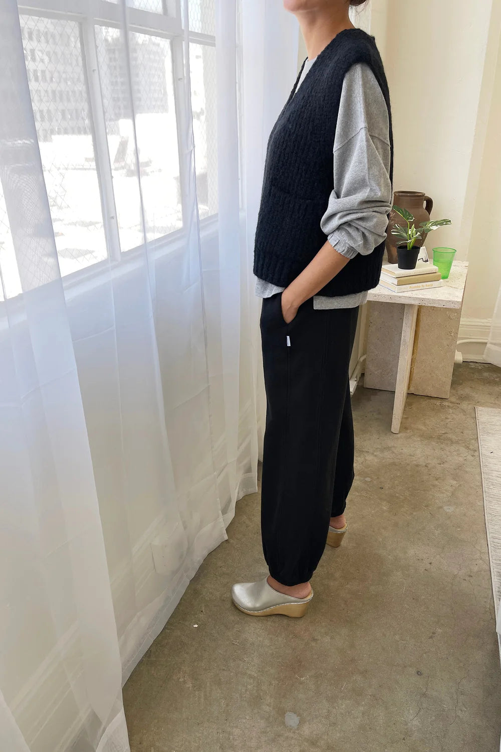 French Terry Balloon Pants - Black