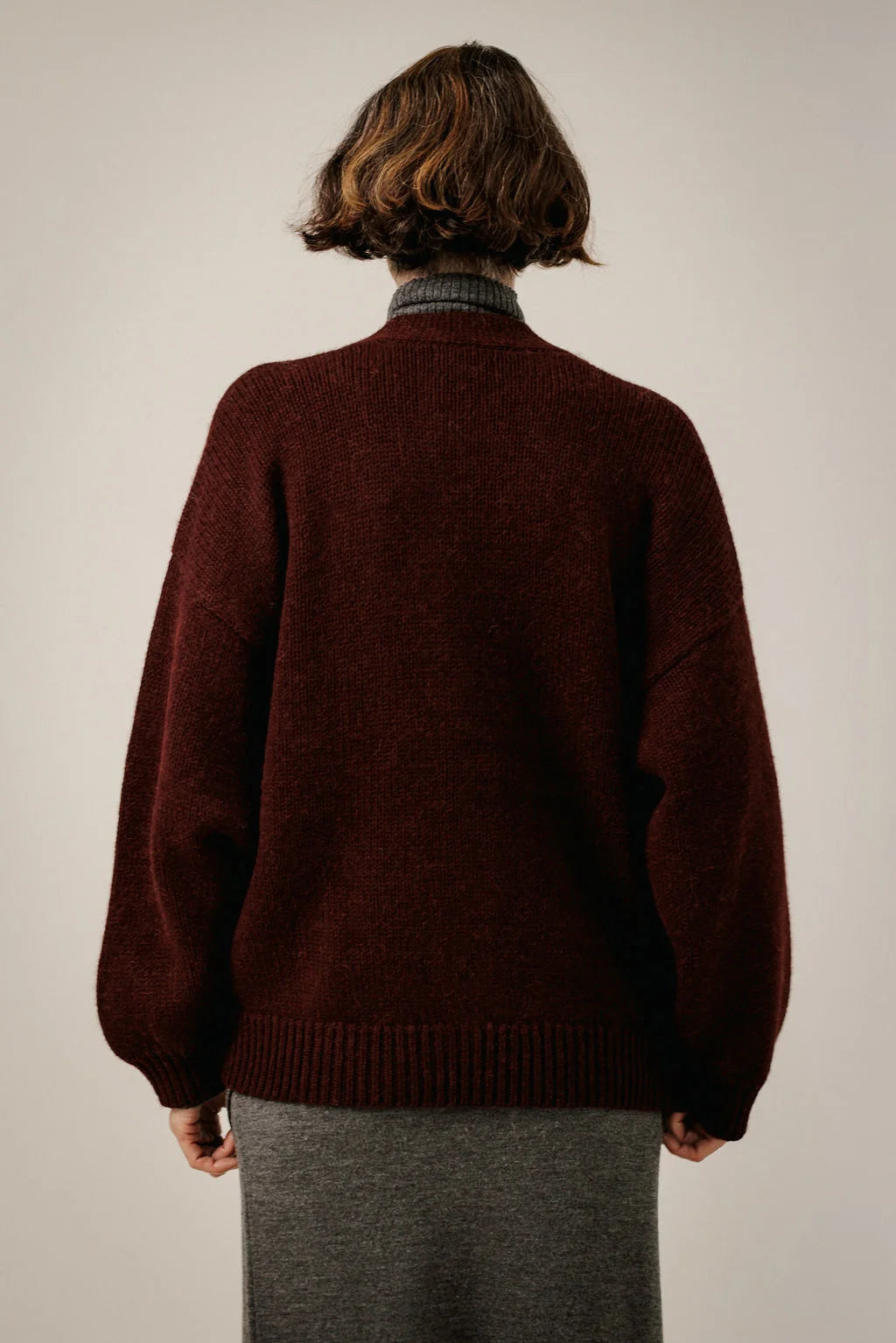 Oversized Alpaca Cardigan - Deep Maroon