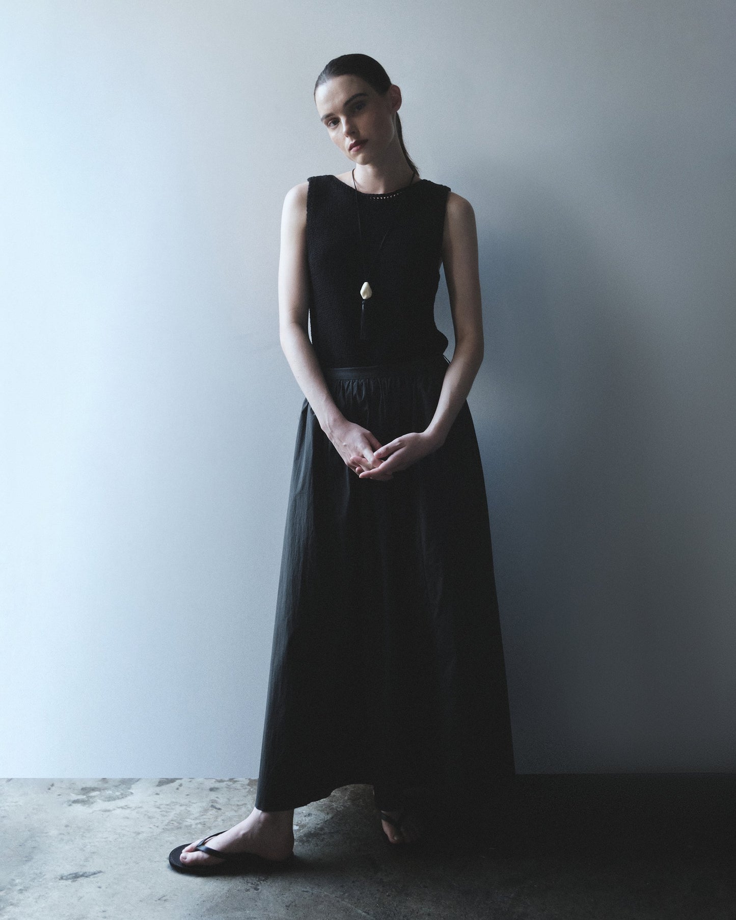 Boat Neck Knit Tank - Black