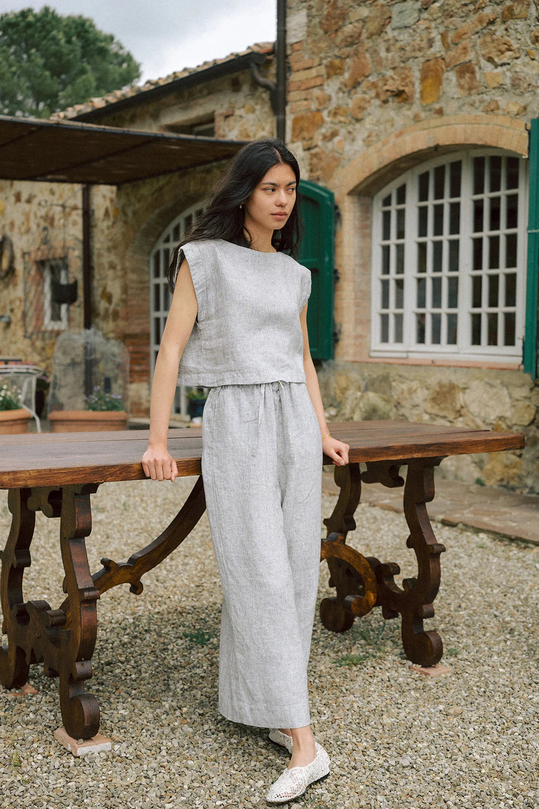 Ines Pant - Charcoal Stripe