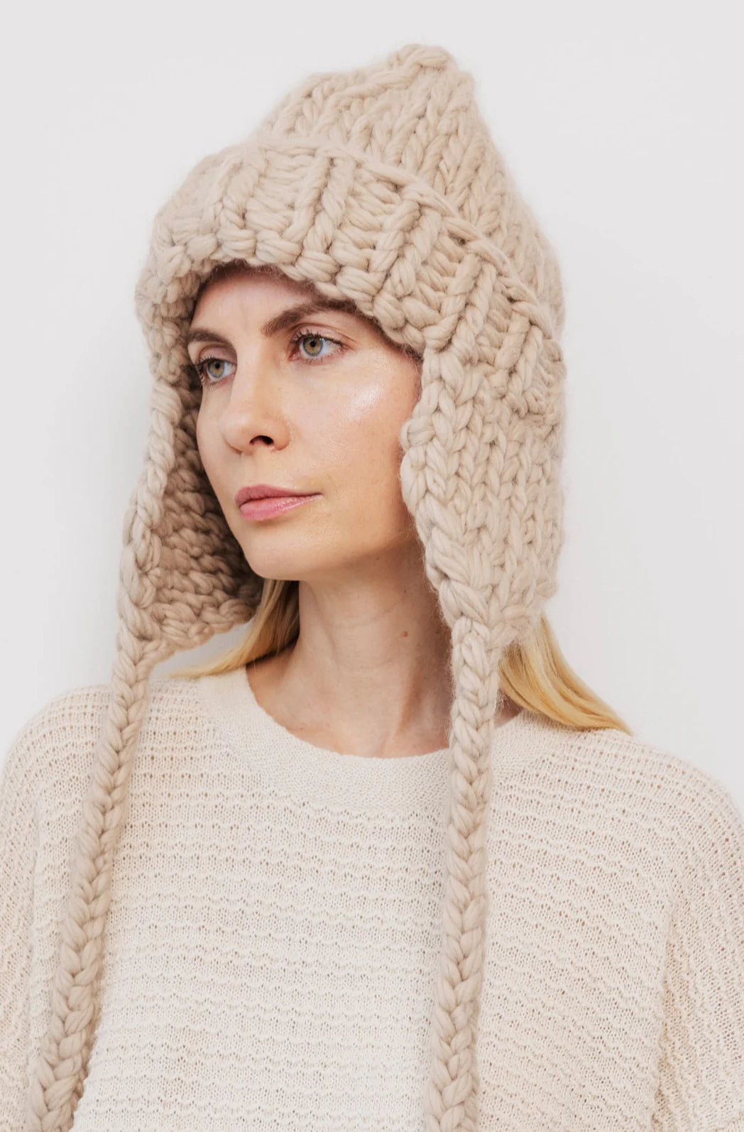 Hand Knit Hat - Putty