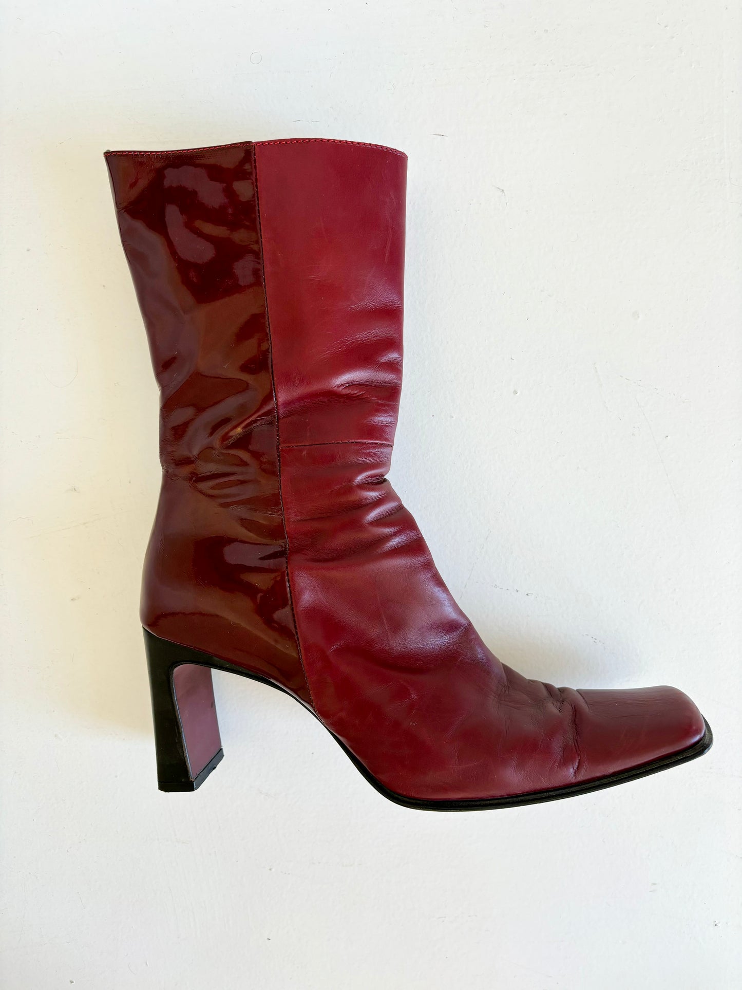 90s Vintage Burgundy Leather David's Boots