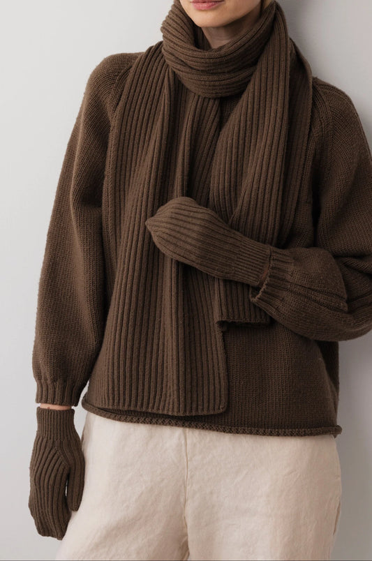 Rib Mittens - Bark