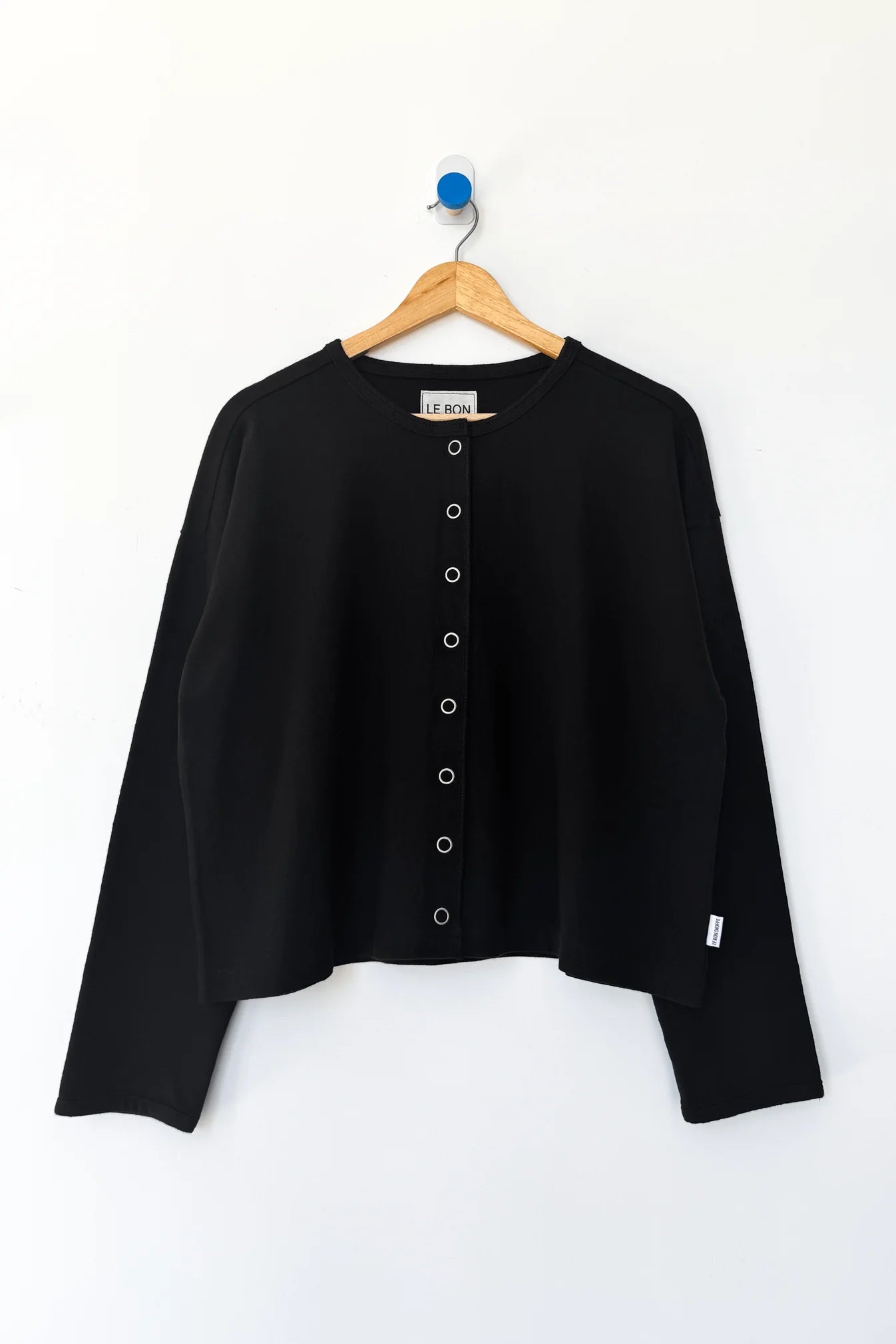 Soft Jersey Snap Caridgan - Black