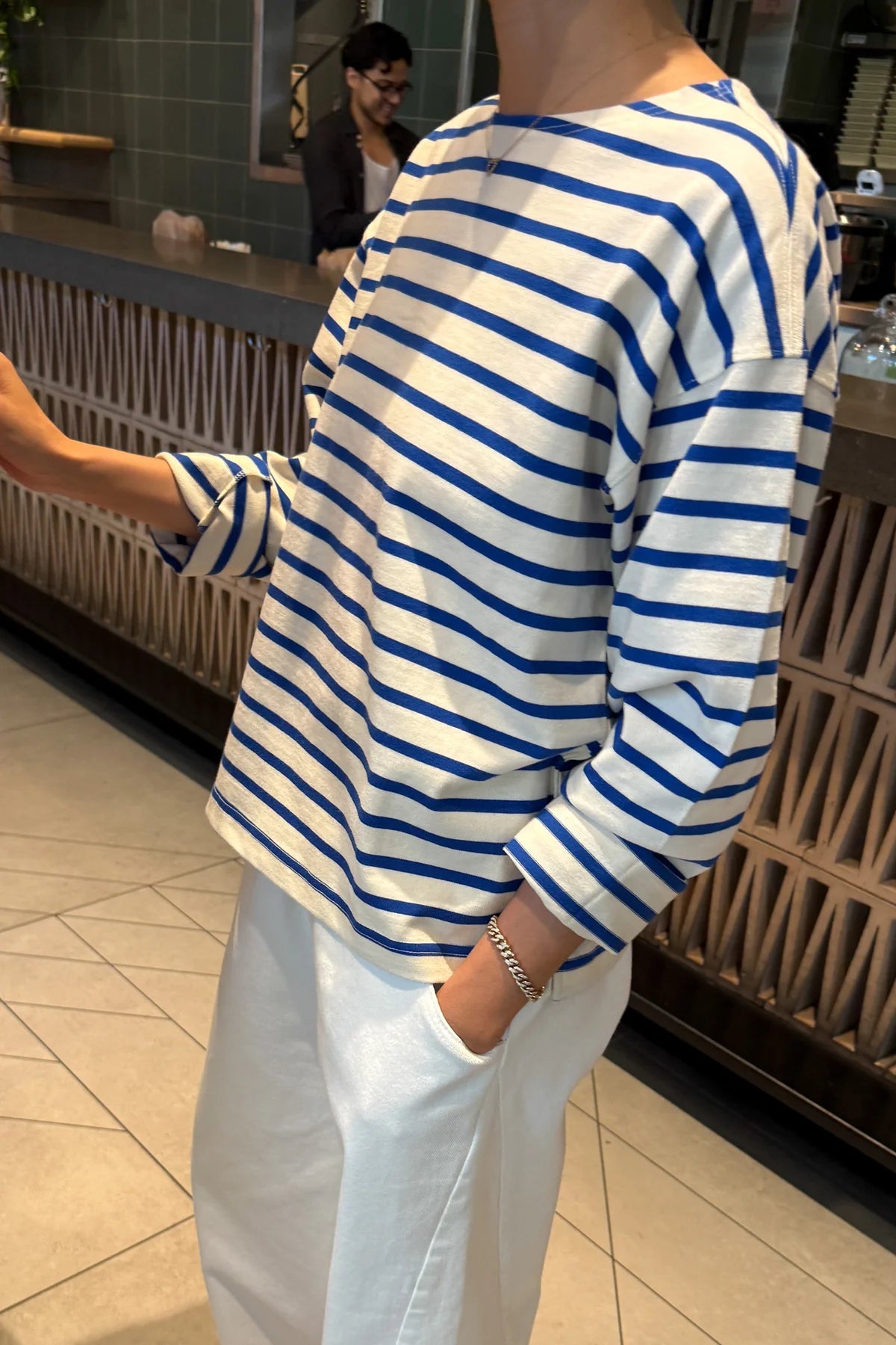 Sailor Top - Blue Stripe On Cream