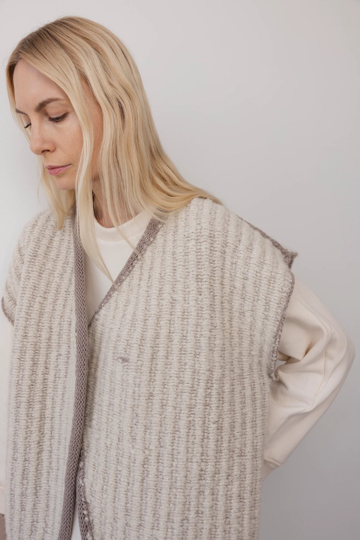 Knit Weave Vest - Chalk