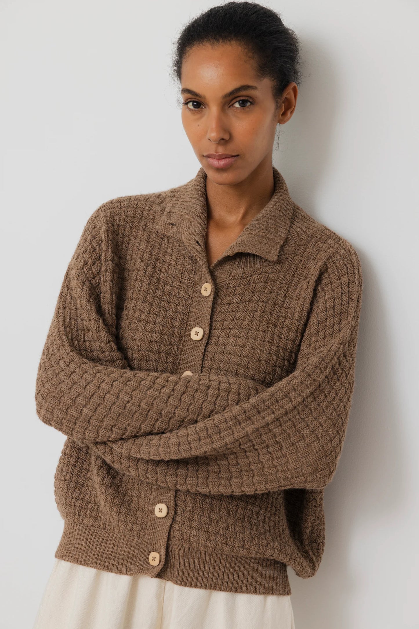 Lattice Cardigan - Camel