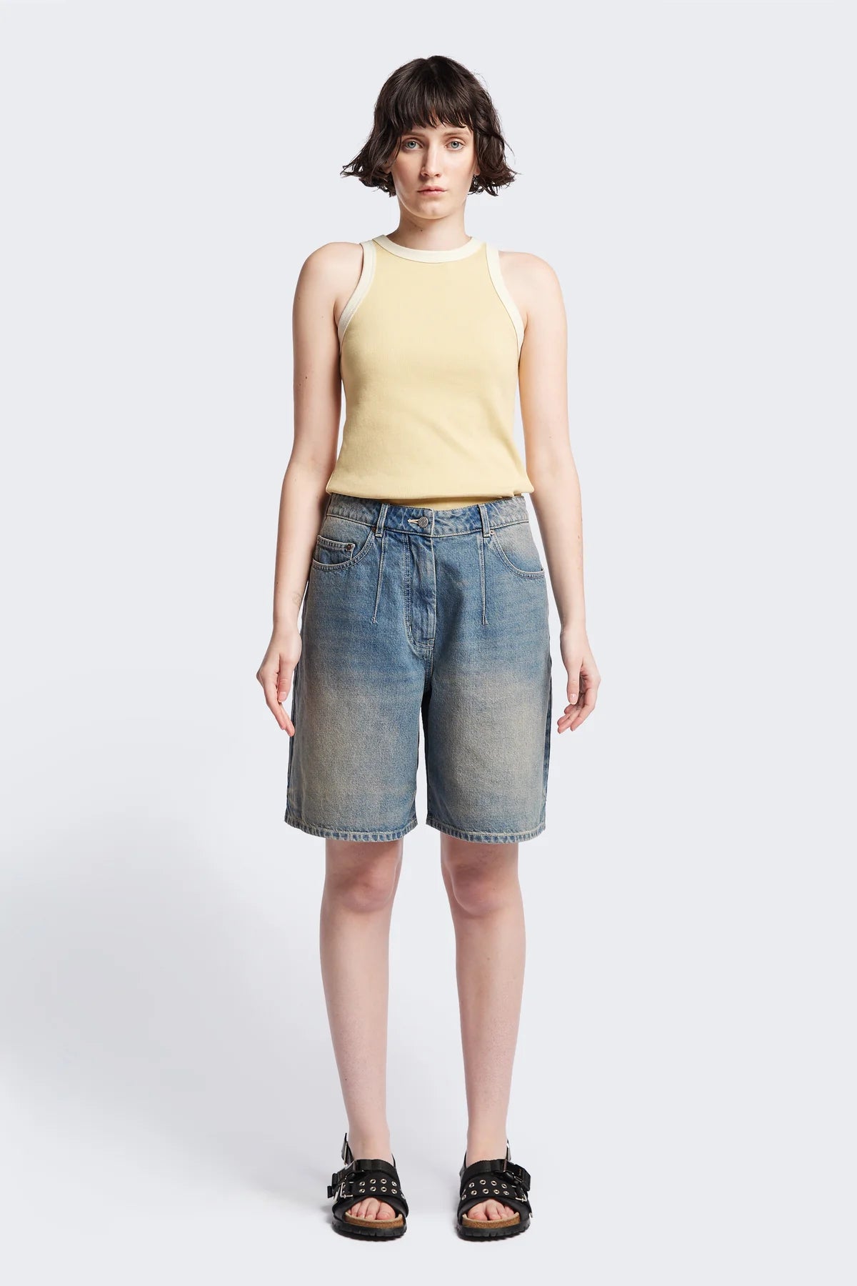 Flux Racer Back Tank - Butter w Ecru Bind