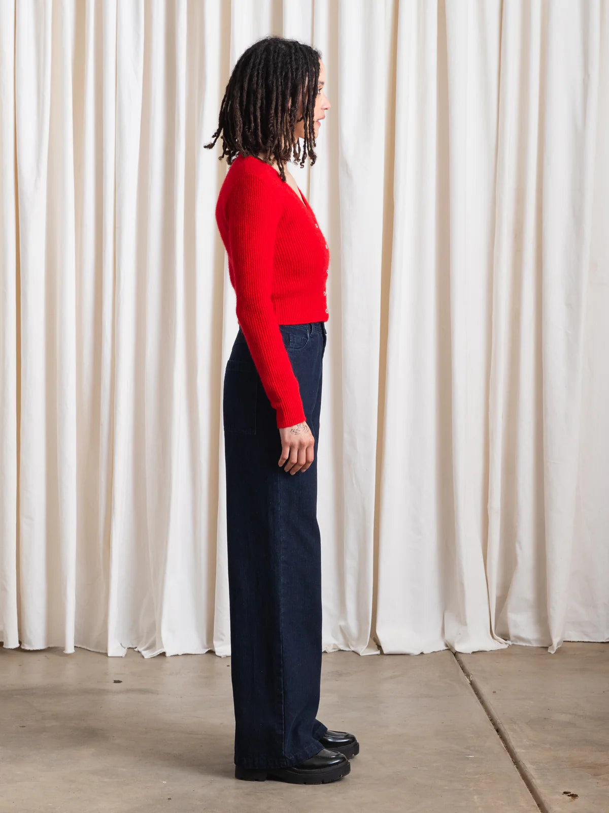 Cropped Mohair Cardigan - Red