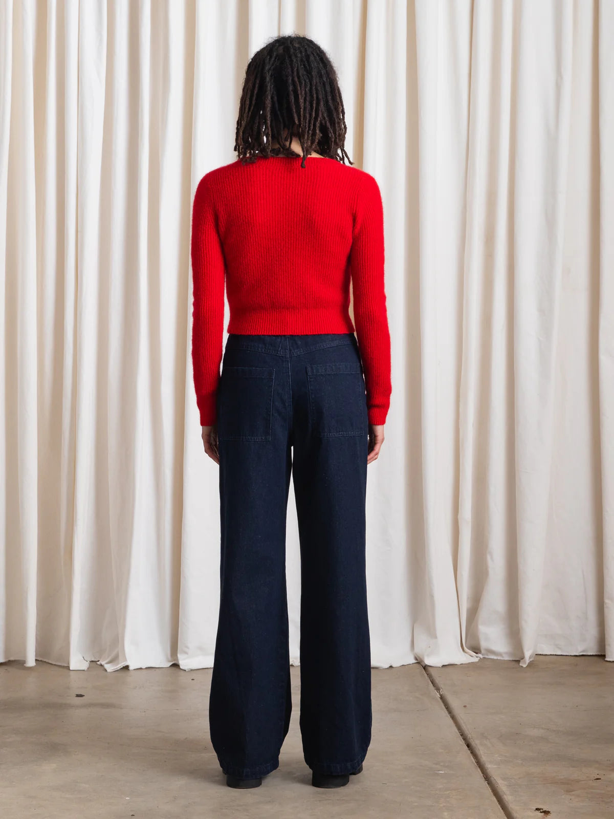 Cropped Mohair Cardigan - Red