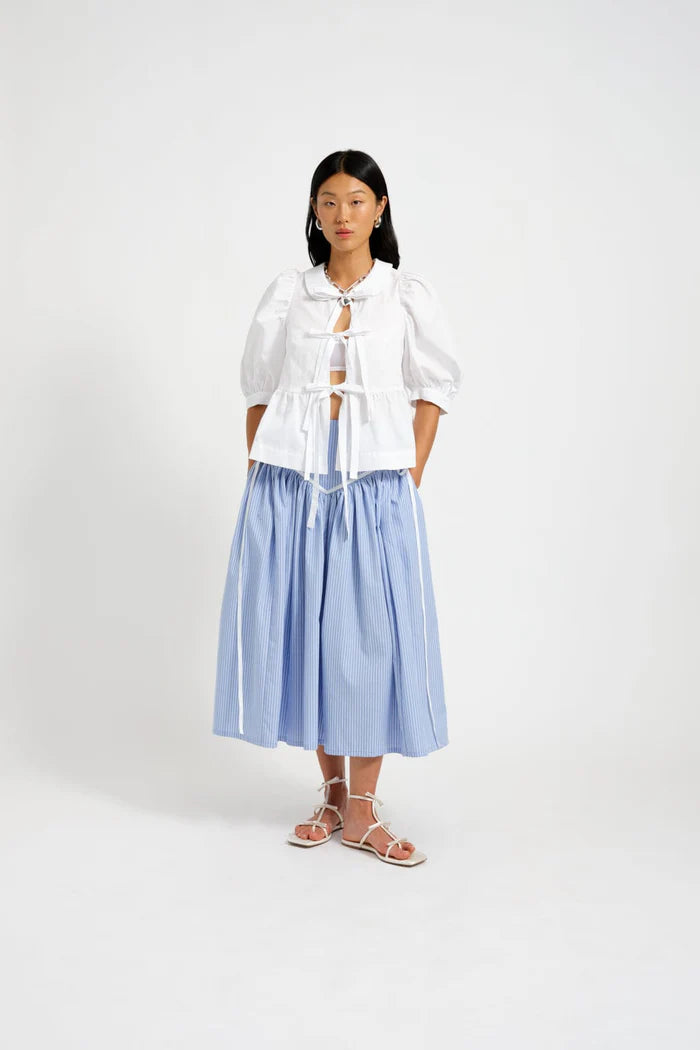 Lucille Skirt - Blue Pinstripe