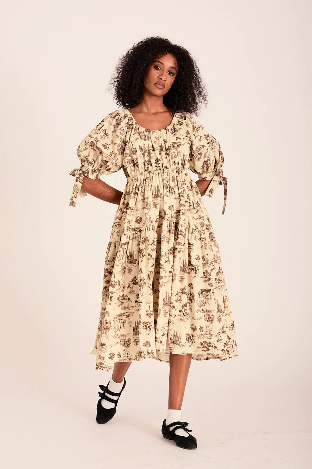 Jolen Dress - Brown Toile De Jouy
