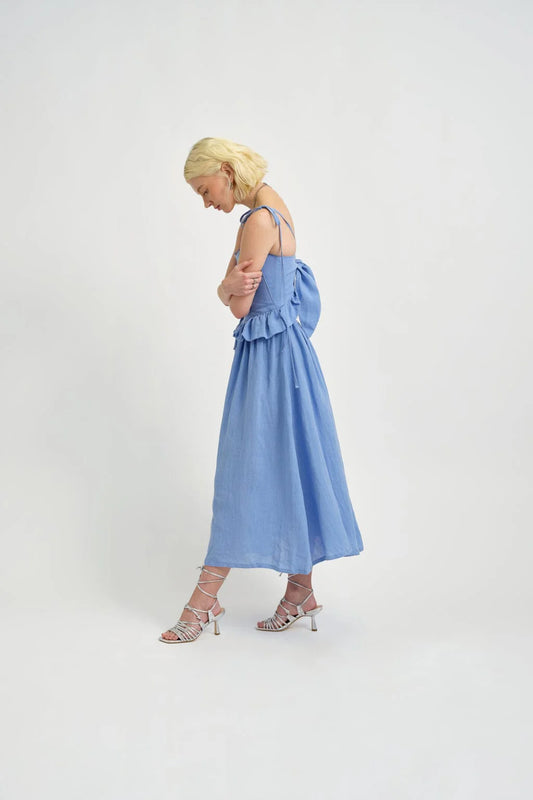 Tessa Dress - Blue Linen