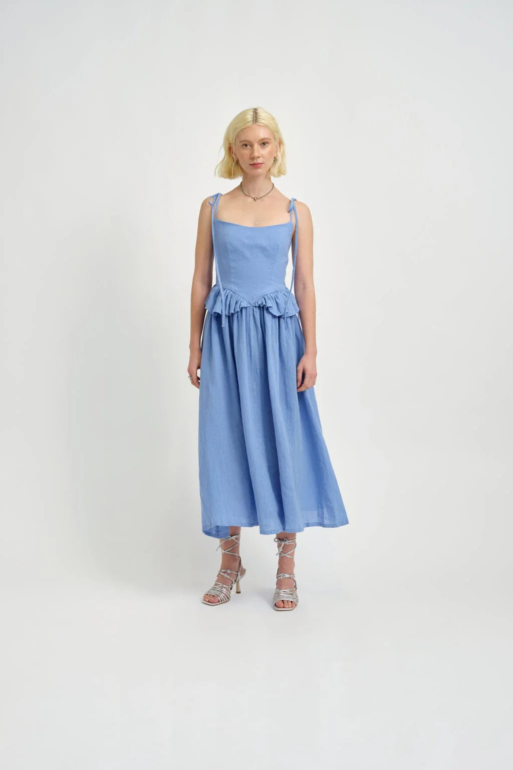 Tessa Dress - Blue Linen