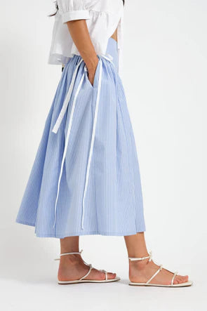 Lucille Skirt - Blue Pinstripe