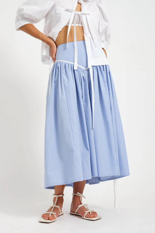 Lucille Skirt - Blue Pinstripe