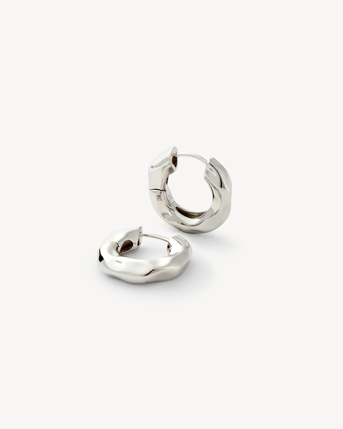 Petite Wavy Hoops in Silver