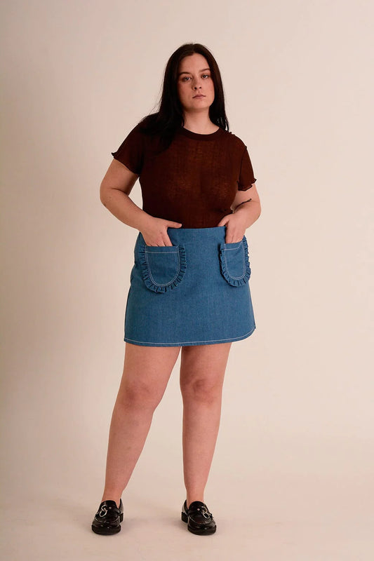 Tate Mini Skirt - Light Blue Denim