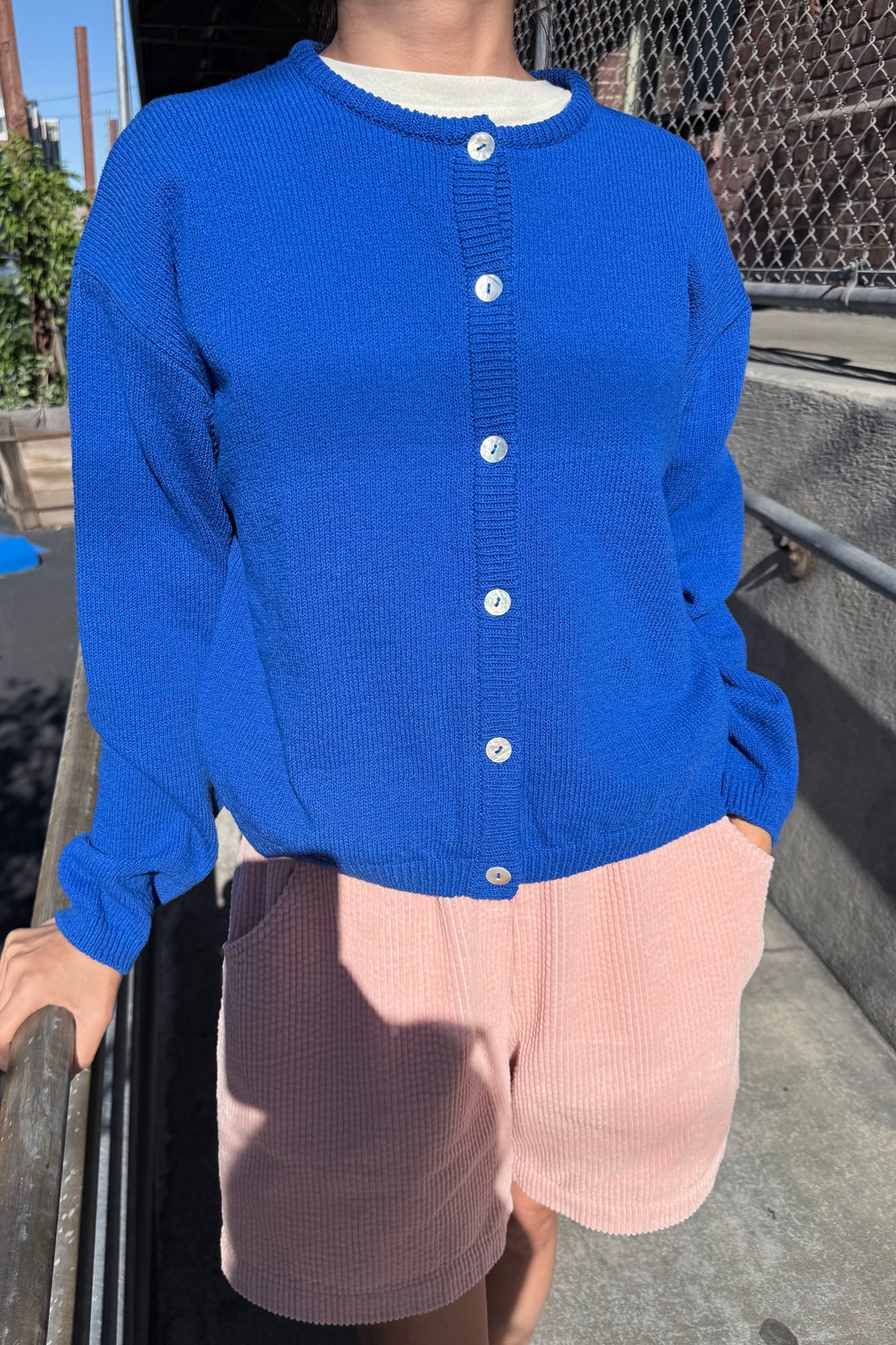 COTTON LEILA CARDIGAN - COBALT