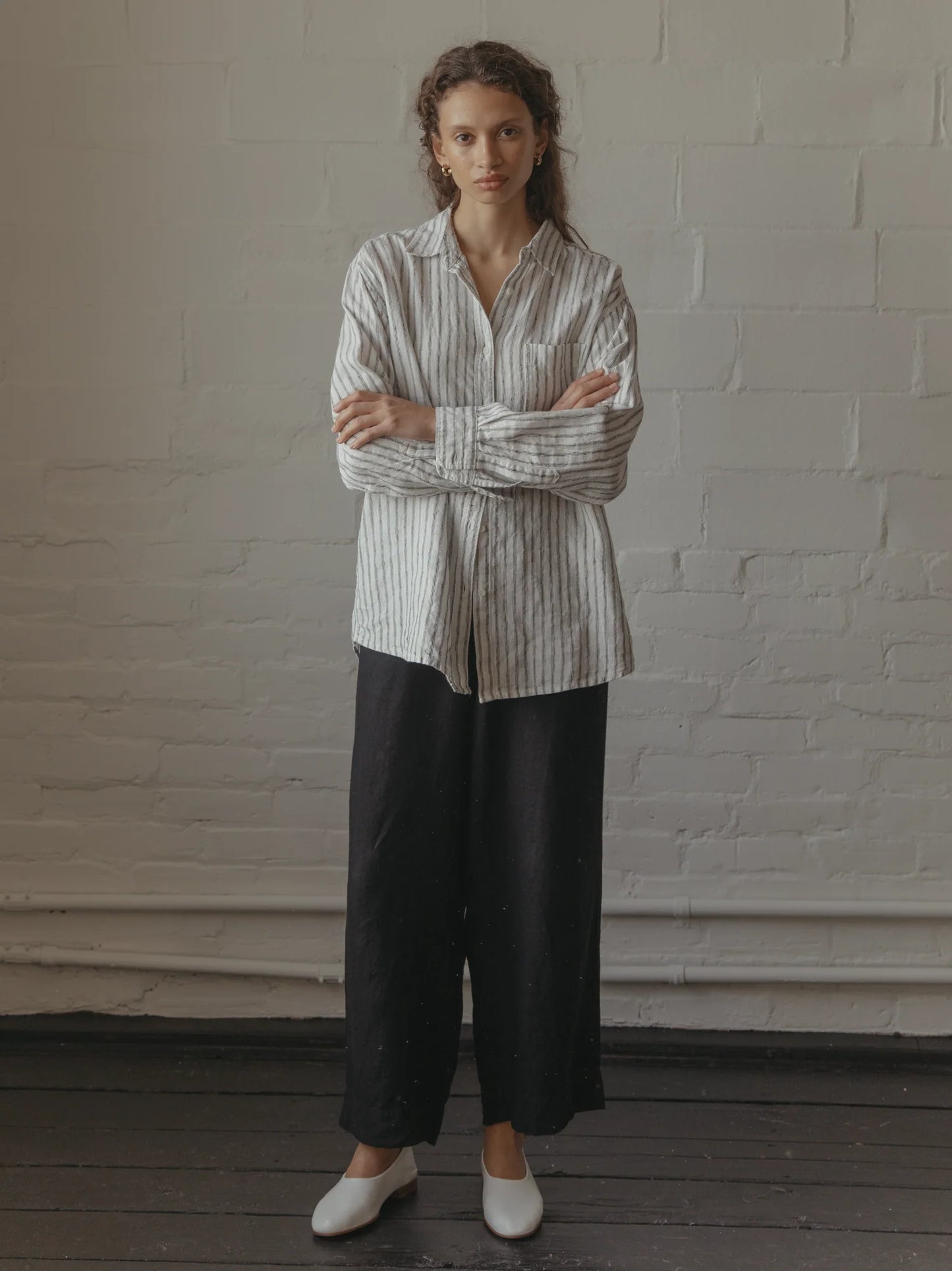 Britta Shirt - Linen Vintage Stripe