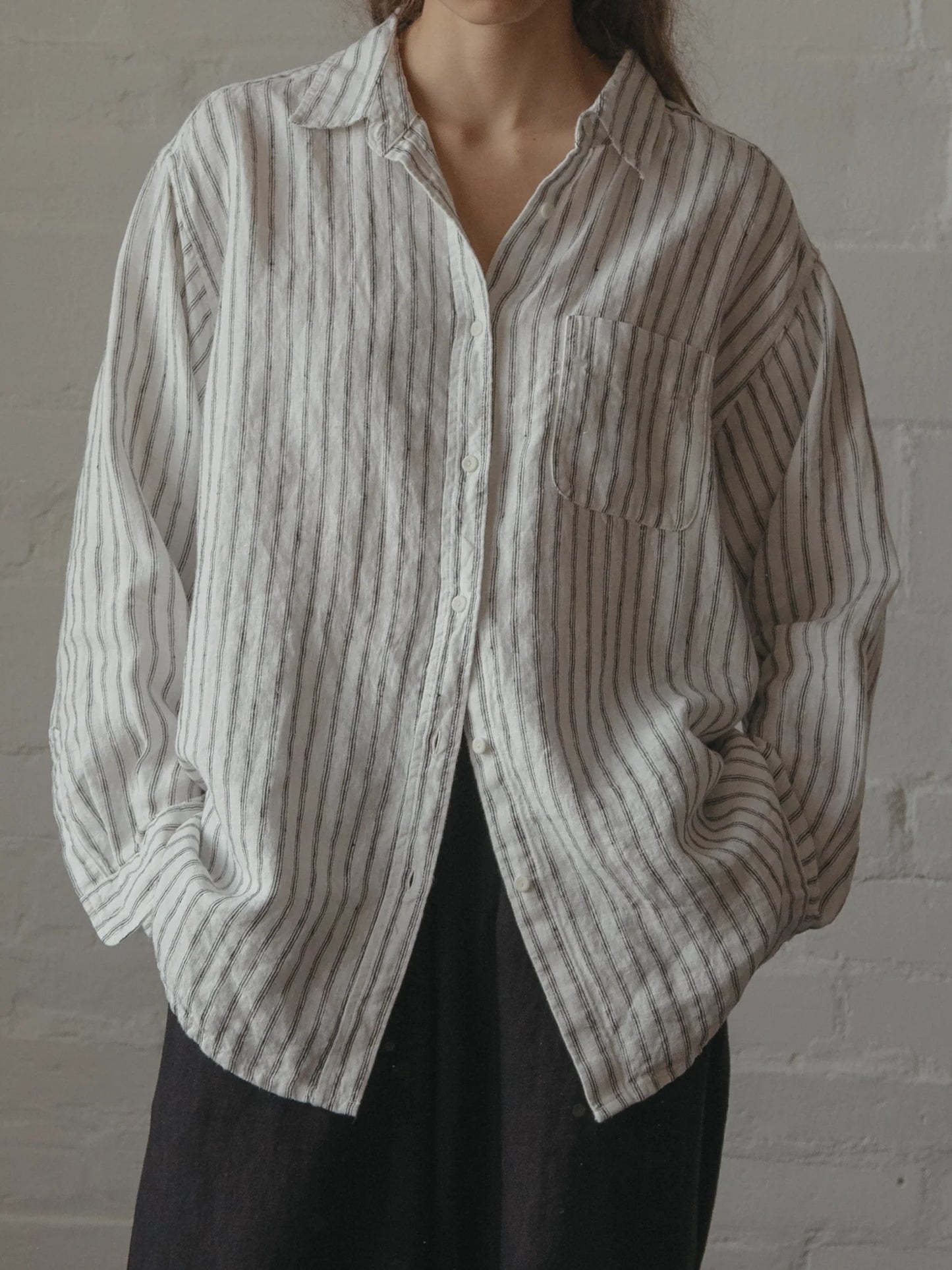 Britta Shirt - Linen Vintage Stripe