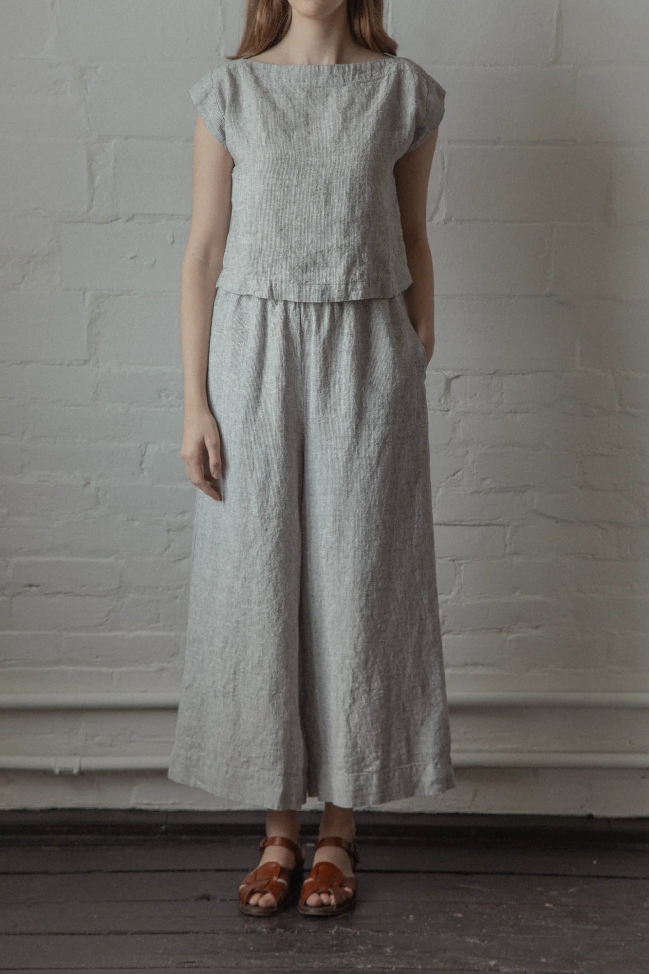 Ines Pant - Charcoal Stripe